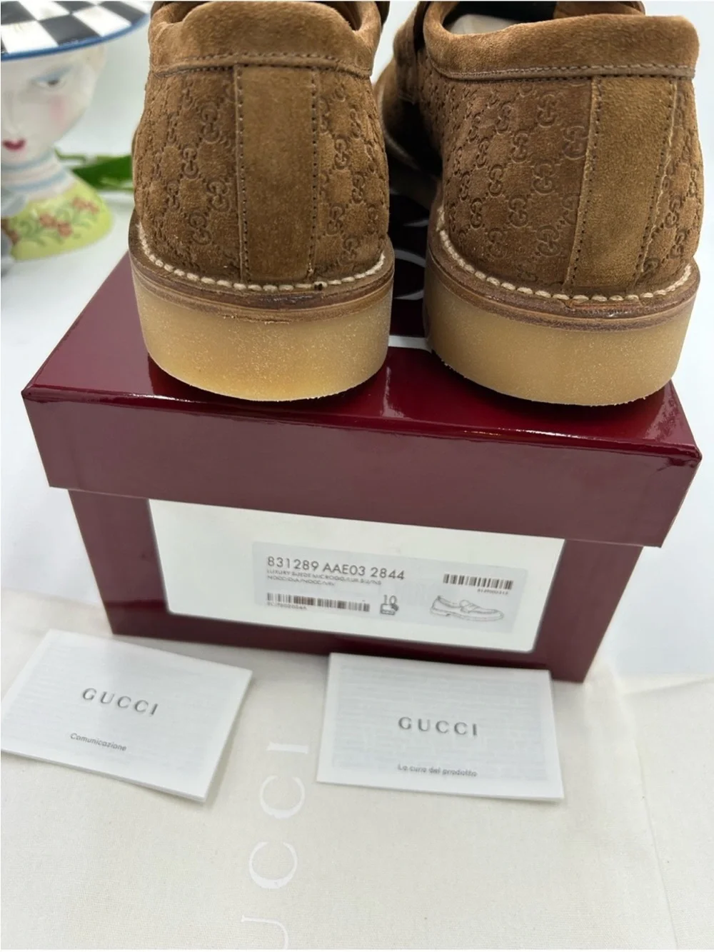 Men’s Gucci suede GG monogram web loafer size 10 fits 10.5 US made in Italy